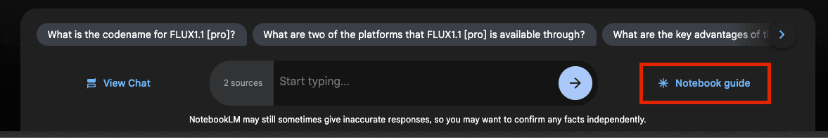 NotebookLM Notebook Guide Button